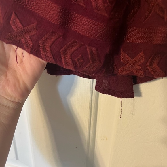 Juniors large Maroon solid tank top tribal print halter Scoop style rayon - Picture 10 of 10